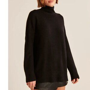 ABERCROMBIE & FITCH Black Oversized Legging-Friendly Turtleneck Sweater Sz L NWT